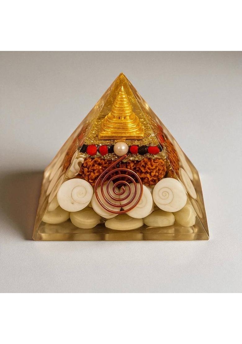 UNIQUESCRYSTAL Laxmi Wealth Pyramid – Vastu & Feng Shui Energy Decorative Showpiece - 5 cm&nbsp;&nbsp;(Crystal, Multicolor) - Indya