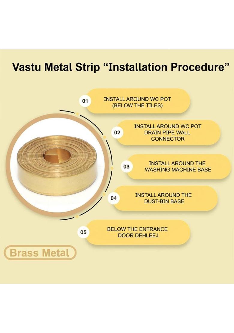 vastu-vigyan BRASS STRIP VASTU DOSH NIVARAN STRIP(8 FEET, 18 MM WIDHT, 0.3MM THICKNESS)(ST-2) Decorative Showpiece - 11 cm&nbsp;&nbsp;(Brass, Gold) - Indya