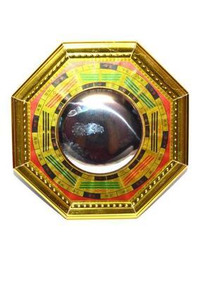 NISHKAM Feng Shui Metal Pakua Bagua Mirror For Positive Energy & Reduce Negativity acts as a nazar battu Decorative Showpiece - 4 cm&nbsp;&nbsp;(Metal, Gold)