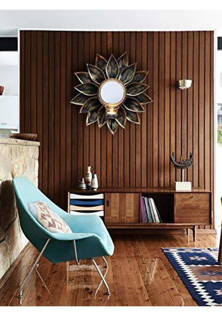 NISHKAM Feng Shui Metal Pakua Bagua Mirror For Positive Energy & Reduce Negativity acts as a nazar battu Decorative Showpiece - 4 cm&nbsp;&nbsp;(Metal, Gold) - Indya