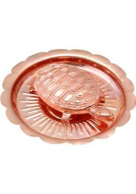 Kraftivity Fengshui Wish Fulfilling Tortoise with Plate Decorative Showpiece - 7.5 cm&nbsp;&nbsp;(Metal, Copper)