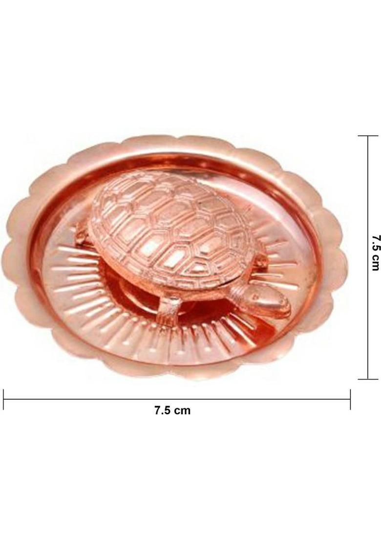 Kraftivity Fengshui Wish Fulfilling Tortoise with Plate Decorative Showpiece - 7.5 cm&nbsp;&nbsp;(Metal, Copper) - Indya