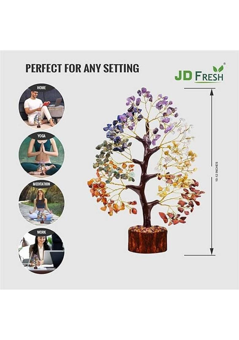 JD FRESH 7 chakra crystal Spiritual Money tree good luck & Positive Energy for Home Decorative Showpiece - 27 cm&nbsp;&nbsp;(Stone, Multicolor) - Indya