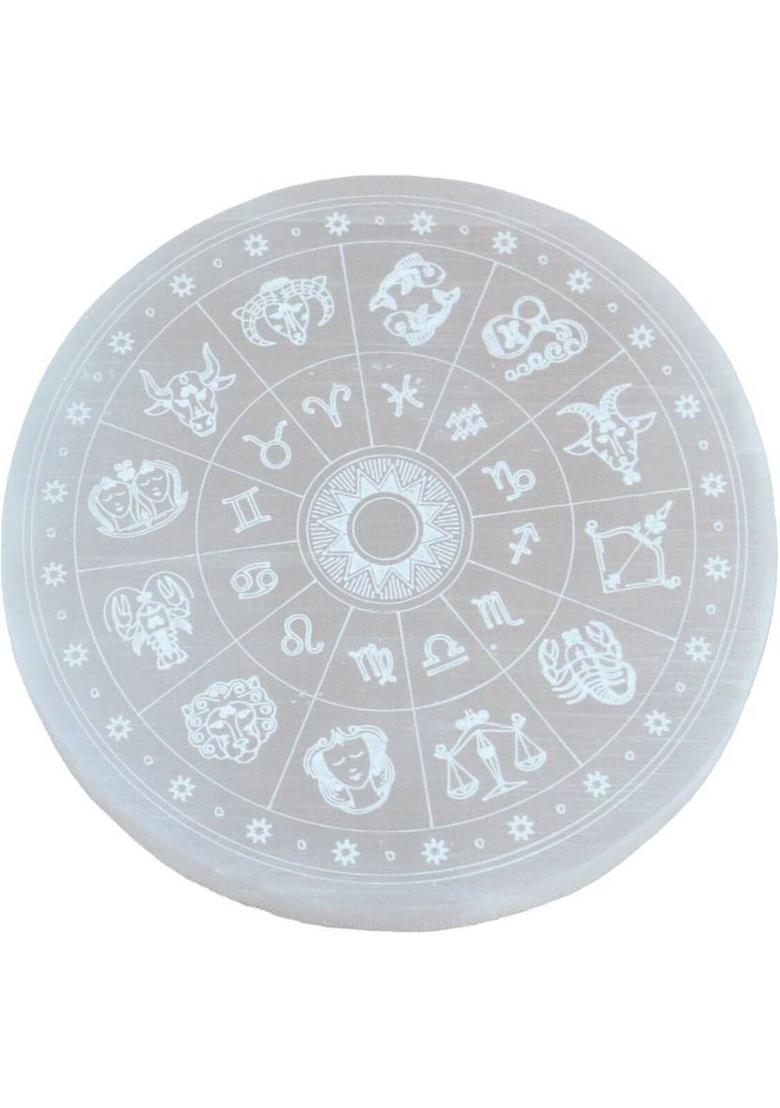 vastu vardan Vastu Crystal Zodiac Selenite Plate (3Inch) Selenite Plate For Crystal Charging Decorative Showpiece - 7.62 cm&nbsp;&nbsp;(Crystal, White) - Indya