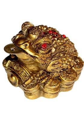 Vastu Art Vastu / Feng Shui / Three Legged Frogg With Coin For Wealth And Happiness Decorative Showpiece - 5 cm&nbsp;&nbsp;(Polyresin, Multicolor)