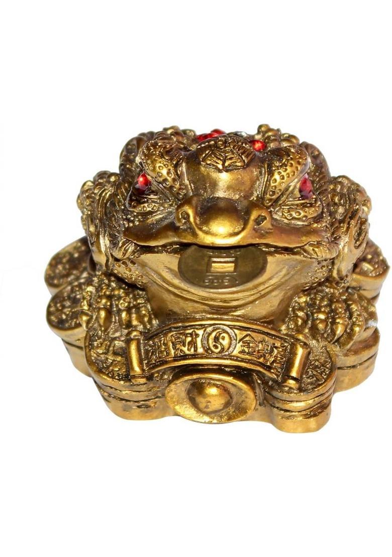 Vastu Art Vastu / Feng Shui / Three Legged Frogg With Coin For Wealth And Happiness Decorative Showpiece - 5 cm&nbsp;&nbsp;(Polyresin, Multicolor) - Indya