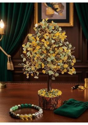 MIRAN AGATE TREE MONEY MAGNET WITH DHAN YOG BRACELET Decorative Showpiece - 25 cm&nbsp;&nbsp;(Crystal, Multicolor)