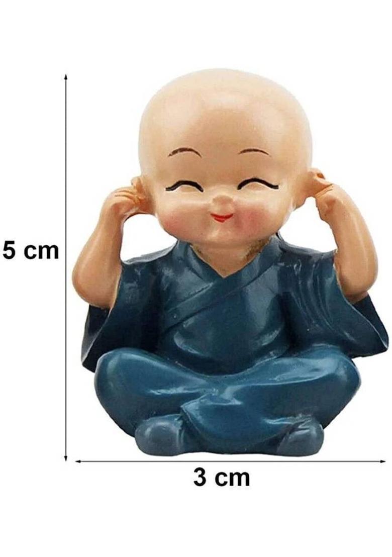 TIED RIBBONS Cute Baby Buddha Monk Statue Small Car Dashboard Accessories Decorative Showpiece - 5 cm&nbsp;&nbsp;(Polyresin, Multicolor) - Indya