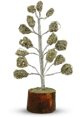 MIRAN AGATE Pyrite Raw Crystal Tree for Wealth,Prosperity&Protection|Feng Shui Gemstone Tree Decorative Showpiece - 20 cm&nbsp;&nbsp;(Crystal, Silver)