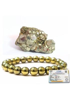 VIBESLE Pyrite Stone Original stone and Bracelet for Vastu/Working Table Decore Decorative Showpiece - 10 cm&nbsp;&nbsp;(Stone, Gold)