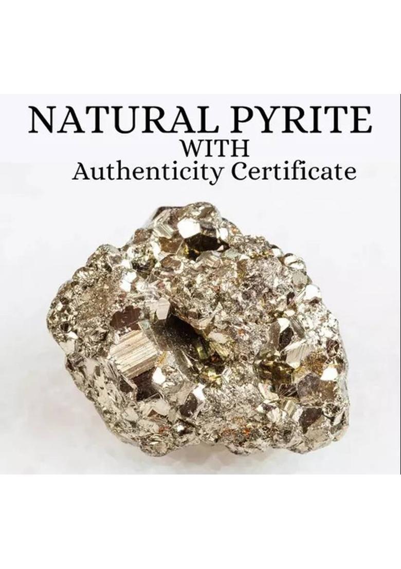 VIBESLE Pyrite Stone Original stone and Bracelet for Vastu/Working Table Decore Decorative Showpiece - 10 cm&nbsp;&nbsp;(Stone, Gold) - Indya