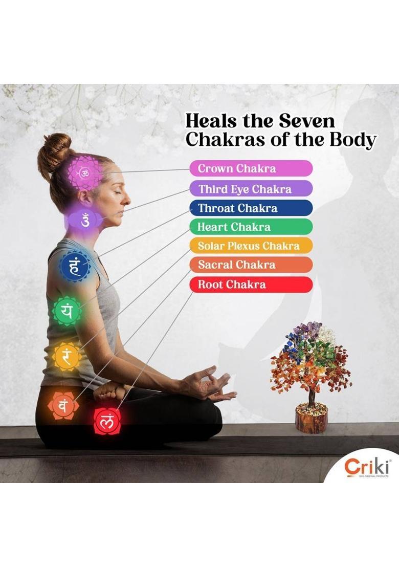 CRIKI Seven Chakra Tree of Life for Chakra Healing, Money, Health, Peace Decorative Showpiece - 28 cm&nbsp;&nbsp;(Crystal, Multicolor) - Indya