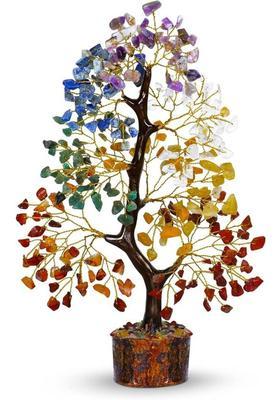 VIBESLE 7 Chakra Crystal Tree Feng Shui Money Tree Office Decor Crystals and Stones Decorative Showpiece - 25 cm&nbsp;&nbsp;(Stone, Multicolor)