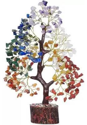 Krishna Enterprises 7 Chakra Crystal Tree Feng Shuai Décor for Wealth Reiki Healing Spiritual Gift Decorative Showpiece - 30 cm&nbsp;&nbsp;(Crystal, Multicolor)