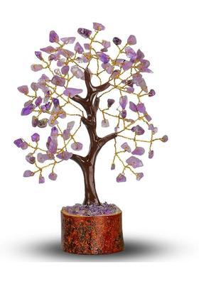 VIBESLE Amethyst Gemstone Chakra Tree Feng Shui Money Bonsai Reiki Healing Crystals Decorative Showpiece - 18 cm&nbsp;&nbsp;(Crystal, Wood, Purple)