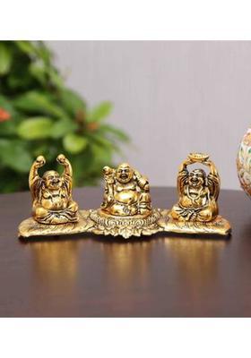 KridayKraft Laughing budha gold Decorative Showpiece - 7 cm&nbsp;&nbsp;(Aluminium, Gold)