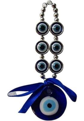 GJ Evil Eye Hanging for Home, Office, Shop & Car Decorative Showpiece - 16 cm&nbsp;&nbsp;(Glass, Blue, Silver)