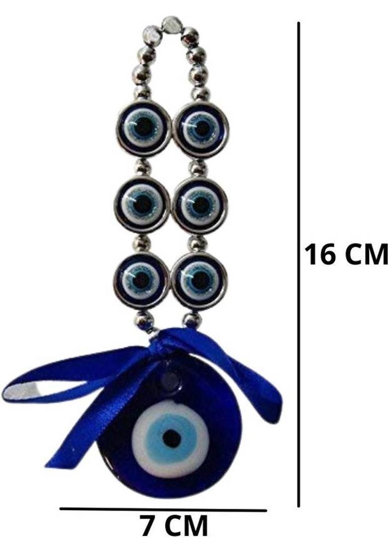 GJ Evil Eye Hanging for Home, Office, Shop & Car Decorative Showpiece - 16 cm&nbsp;&nbsp;(Glass, Blue, Silver) - Indya