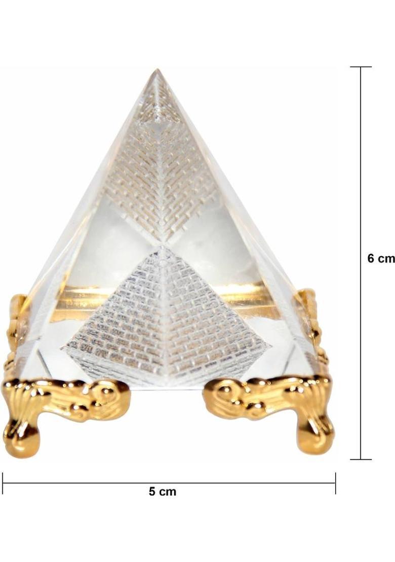 Vastu Art Vastu / Feng Shui / Crystal Pyramid -For Positive Energy & Vastu Correction Decorative Showpiece - 6 cm&nbsp;&nbsp;(Glass, White) - Indya