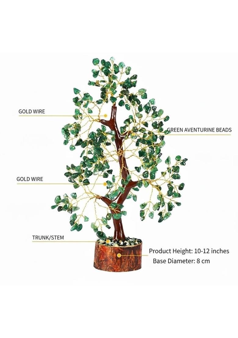 Sasha ES Green Aventurine Crystal Tree for Positivity Prosperity and Good Luck Decorative Showpiece - 24 cm&nbsp;&nbsp;(Crystal, Wood, Green) - Indya