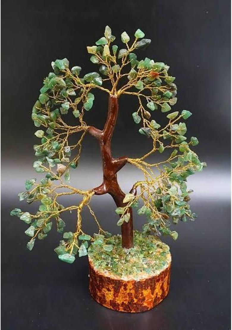 Sasha ES Green Aventurine Crystal Tree for Positivity Prosperity and Good Luck Decorative Showpiece - 24 cm&nbsp;&nbsp;(Crystal, Wood, Green) - Indya