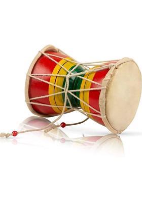 Divine Creations Shiv Wooden Damaru for Puja, Kirtan - Handcrafted Musical Instrument Decorative Showpiece - 10 cm&nbsp;&nbsp;(Wood, Multicolor)