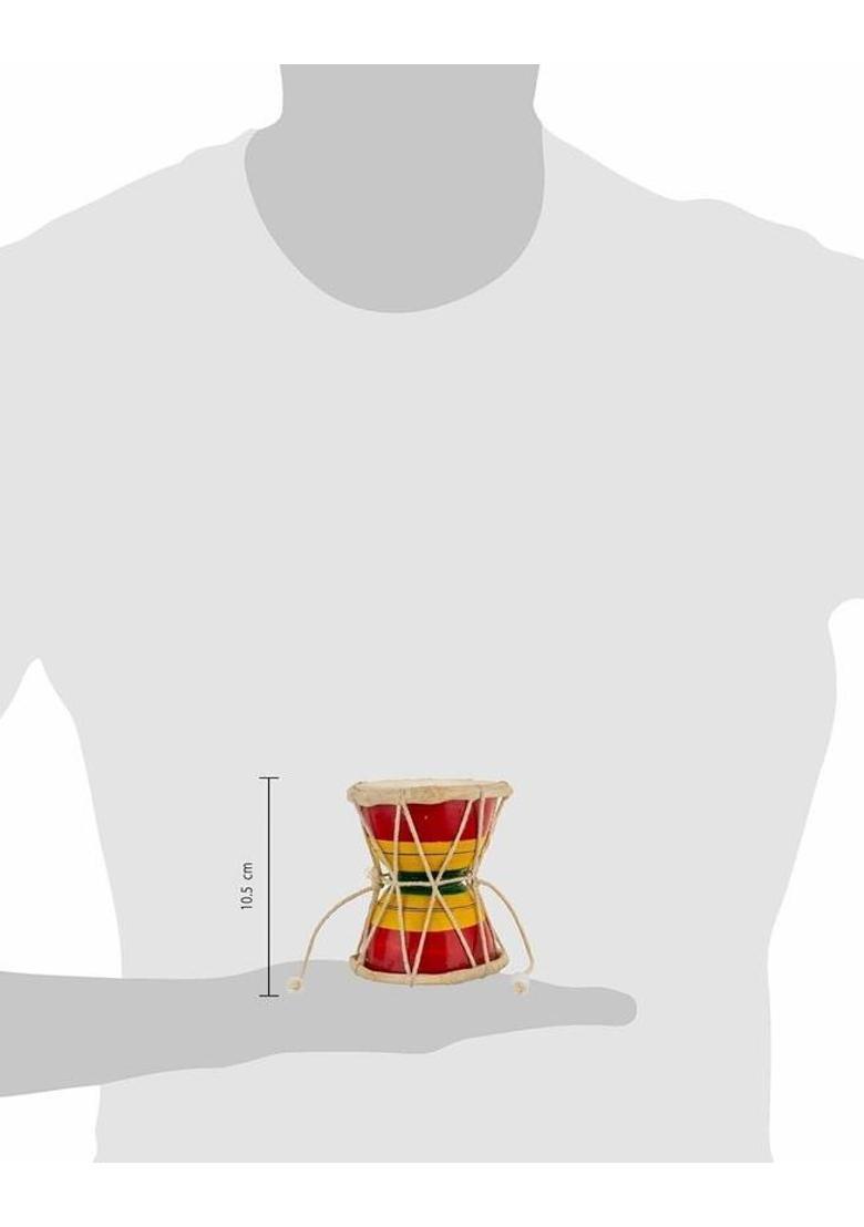 Divine Creations Shiv Wooden Damaru for Puja, Kirtan - Handcrafted Musical Instrument Decorative Showpiece - 10 cm&nbsp;&nbsp;(Wood, Multicolor) - Indya