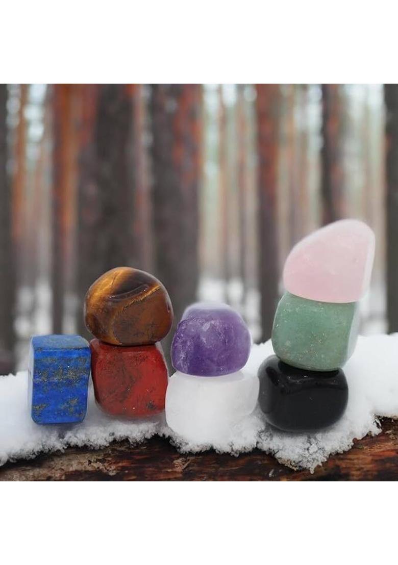 MIRAN AGATE Chakra Stones Healing Crystals Set of 8 Tumbled Stone Decorative Showpiece - 1 cm&nbsp;&nbsp;(Stone, Multicolor) - Indya