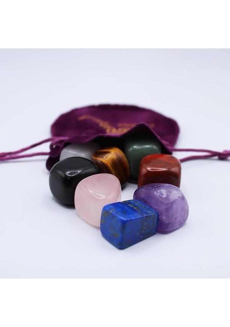 MIRAN AGATE Chakra Stones Healing Crystals Set of 8 Tumbled Stone Decorative Showpiece - 1 cm&nbsp;&nbsp;(Stone, Multicolor) - Indya
