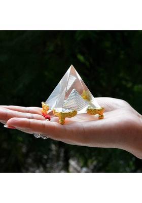 Namah Vastu/Feng Shui Crystal Glass Pyramid for Prosperity - 5cm Decorative Showpiece - 5 cm&nbsp;&nbsp;(Crystal, Metal, Clear)