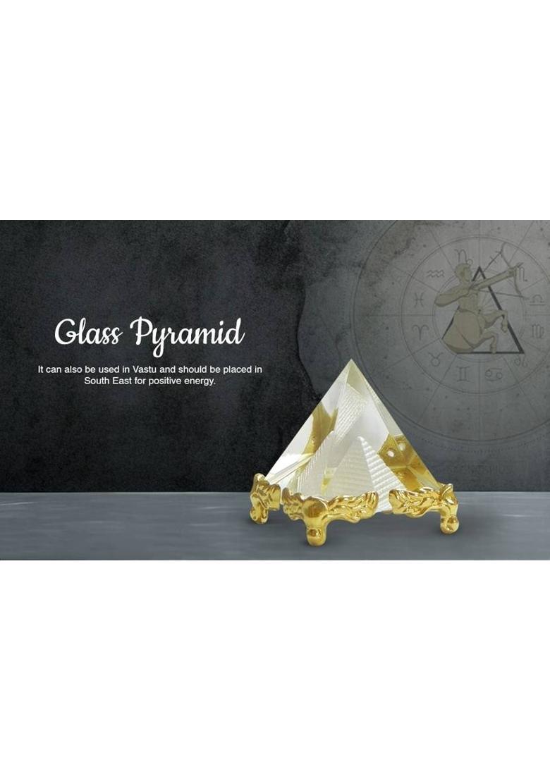 Namah Vastu/Feng Shui Crystal Glass Pyramid for Prosperity - 5cm Decorative Showpiece - 5 cm&nbsp;&nbsp;(Crystal, Metal, Clear) - Indya