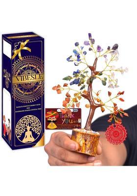 VIBESLE Seven Chakra Tree - Crystal Tree - Gem Tree - Feng Shui - Bonsai Tree Decorative Showpiece - 22 cm&nbsp;&nbsp;(Stone, Multicolor)