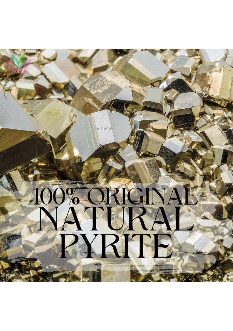 VIBESLE Natural Raw Stone Natural Pyrite, Crystal Cluster Natural Energised Golden Stone Decorative Showpiece - 10 cm&nbsp;&nbsp;(Crystal, Gold) - Indya