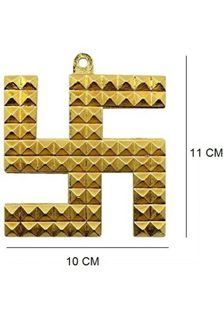 APNA KANHA Vastu Panchdhatu Metal Swastik Pyramid for Wall and Door Decorative Showpiece - 11 cm&nbsp;&nbsp;(Metal, Gold) - Indya