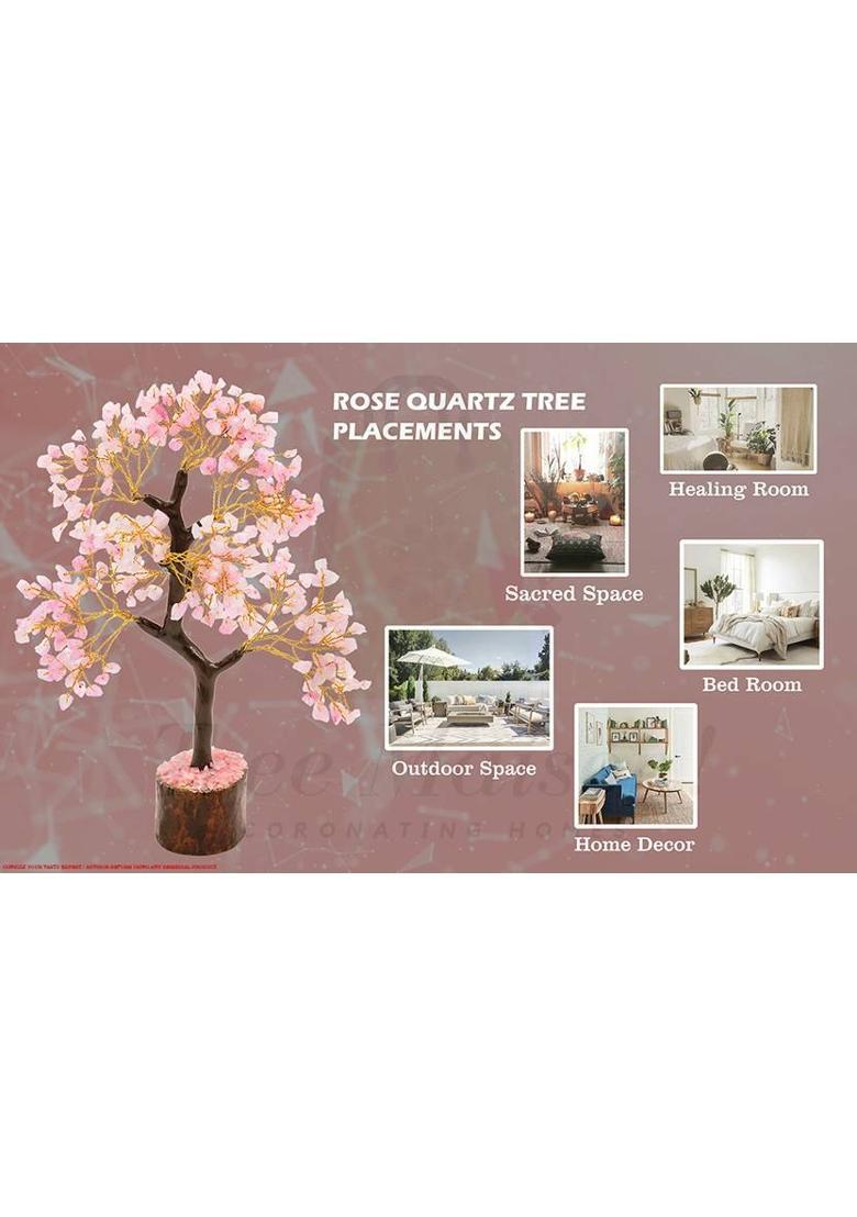 TREEMAISON Vastu Crystal Rose Quartz Tree (300 BEADS) Crystal Showpiece For Home Decor Decorative Showpiece - 26 cm&nbsp;&nbsp;(Crystal, Pink) - Indya