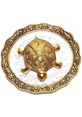 PUCHCHI GLASS FENG SHUI GOLDEN TORTOISE Decorative Showpiece - 3.7 cm&nbsp;&nbsp;(Glass, Gold)