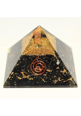 Divine Spirituals Black Tourmaline Orgone Pyramid Vastu for Home Study Table Office Desk Decorative Showpiece - 5.2 cm&nbsp;&nbsp;(Crystal, Black)