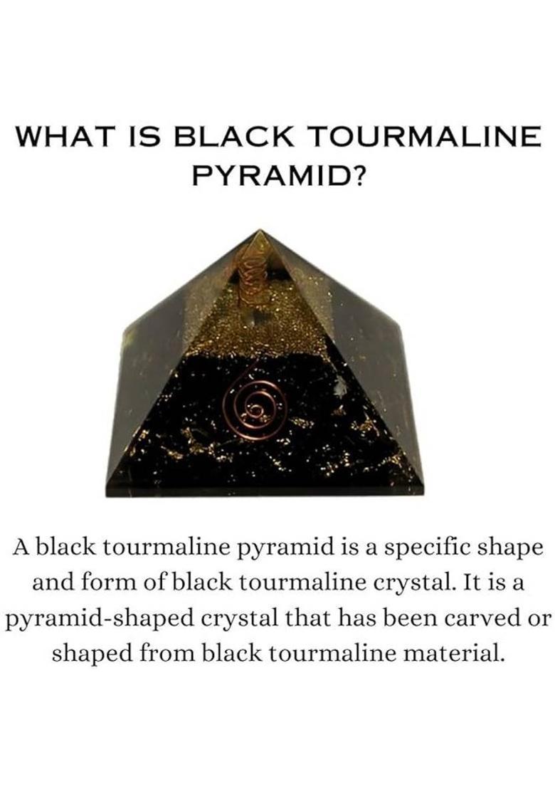 Divine Spirituals Black Tourmaline Orgone Pyramid Vastu for Home Study Table Office Desk Decorative Showpiece - 5.2 cm&nbsp;&nbsp;(Crystal, Black) - Indya