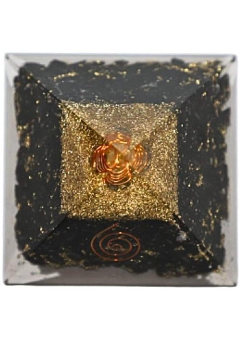 Divine Spirituals Black Tourmaline Orgone Pyramid Vastu for Home Study Table Office Desk Decorative Showpiece - 5.2 cm&nbsp;&nbsp;(Crystal, Black) - Indya