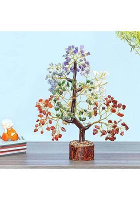 VIBESLE Seven Chakra Crystal Money Tree Feng Shui Bonsai Healing Decorative Showpiece - 25 cm&nbsp;&nbsp;(Stone, Multicolor)
