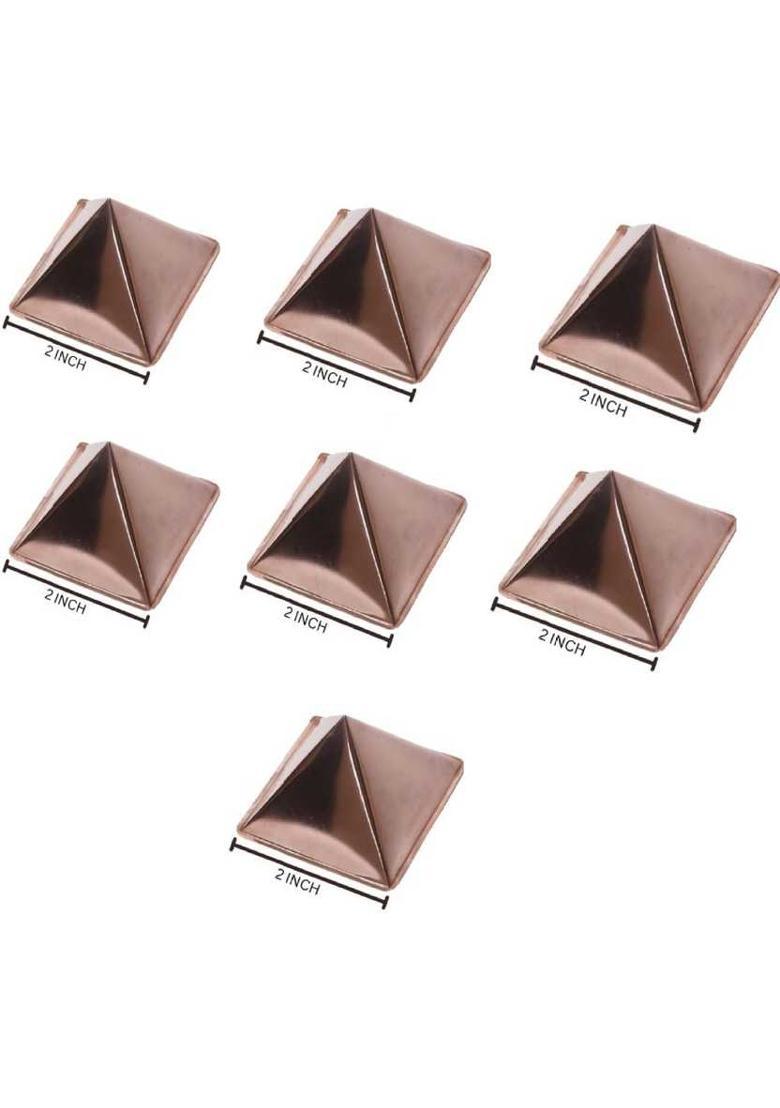 TREEMAISON Vastu Pure Copper Hollow Pyramid 2 INCH (Pack of 4) Boost Positive Energy Decorative Showpiece - 5.08 cm&nbsp;&nbsp;(Copper, Red) - Indya