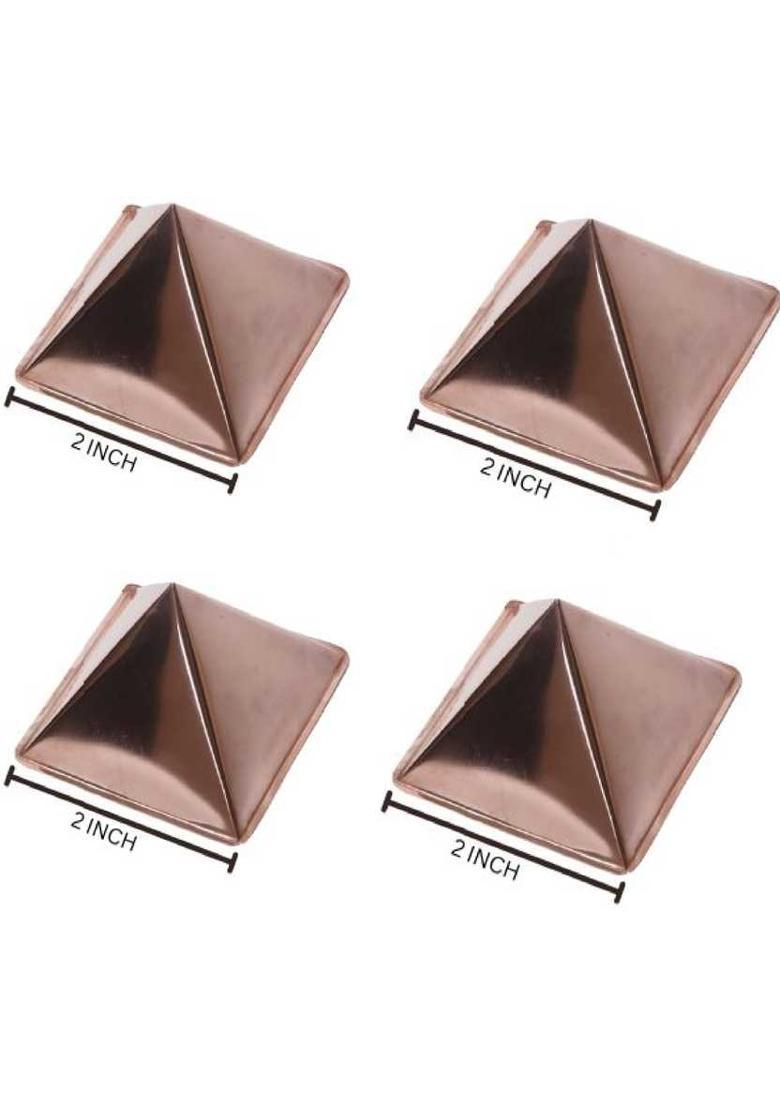 TREEMAISON Vastu Pure Copper Hollow Pyramid 2 INCH (Pack of 4) Boost Positive Energy Decorative Showpiece - 5.08 cm&nbsp;&nbsp;(Copper, Red) - Indya