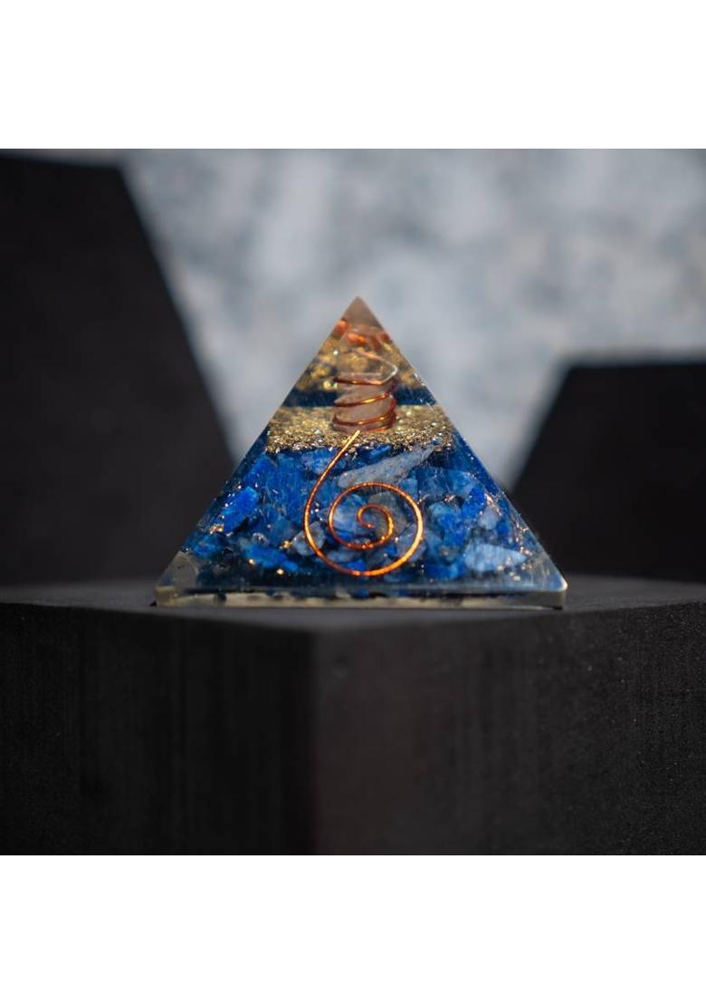 Manifestation Dark Blue Lapis Lazuli Pyramid for Positive Energy & Home Decor Decorative Showpiece - 6 cm&nbsp;&nbsp;(Stone, Dark Blue) - Indya