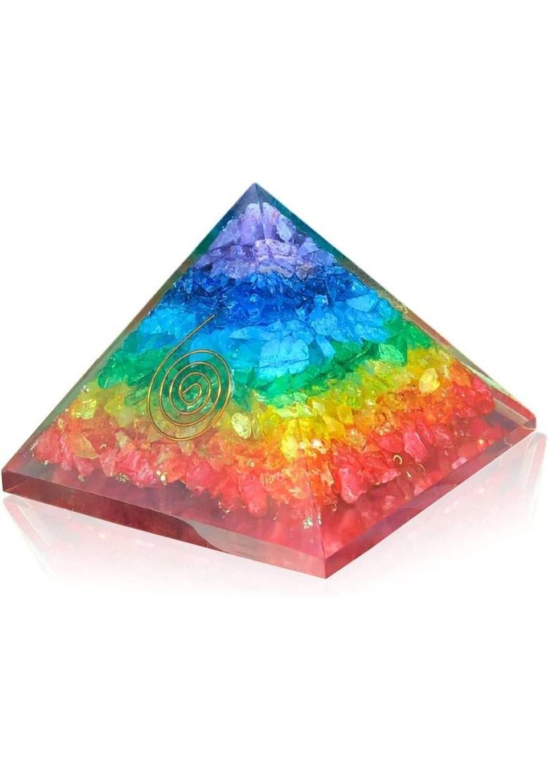 VIBESLE Combo of Seven Chakra Crystal Tree & 7 Chakra Orgone Orgonite Pyramid Money Tree Decorative Showpiece - 25 cm&nbsp;&nbsp;(Stone, Multicolor) - Indya