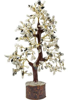 Calminds Rainbow Moonstone Crystal Tree Protection from Negativity Decorative Showpiece - 22 cm&nbsp;&nbsp;(Wood, White)