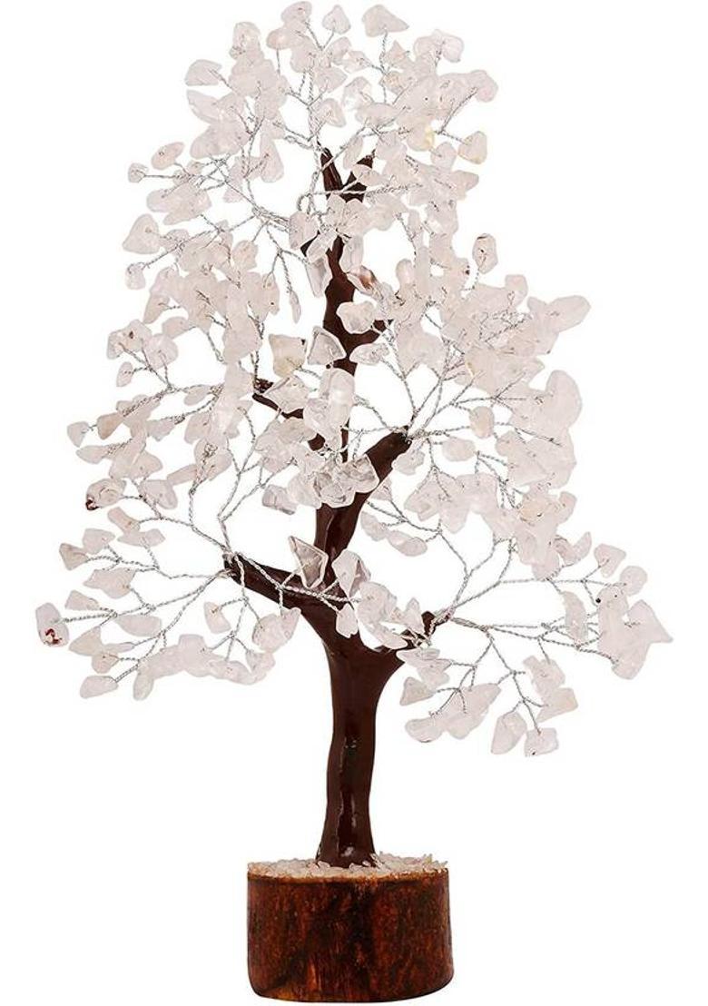 Sawcart Clear Quartz Gemstone Money Tree Feng Shui Bonsai Reiki Crystal Healing Chakra Balancing Decoration Ornament Figurine Spiritual Enhancement Good Luck Prosperity Gift Decor Size 10-12" ( Silver Wire ) Decorative Showpiece - 30 cm&nbsp;&nbsp;(Stone, Crystal,  - Indya