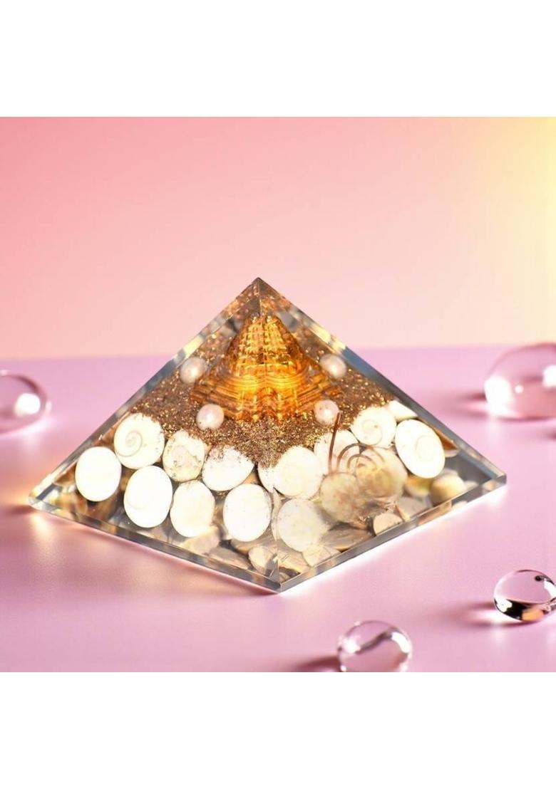 Sacred Sutra Orgonite Pyramid Crystal Healing for Energy Balance, Reiki, Vastu Decorative Showpiece - 7 cm&nbsp;&nbsp;(Crystal, Multicolor) - Indya