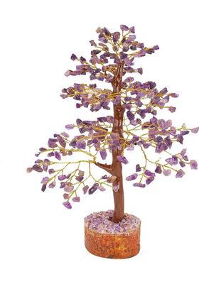 Sawcart Amethyst Crystal Bonsai Money Tree Natural Gemstone Feng Shui Home Office Decor Good Luck Wealth Prosperity Reiki Healing Positive Energy Spiritual Gift (Size 10-12 Inches, Golden Wire) Decorative Showpiece - 30 cm&nbsp;&nbsp;(Stone, Crystal, Stone, Purple,
