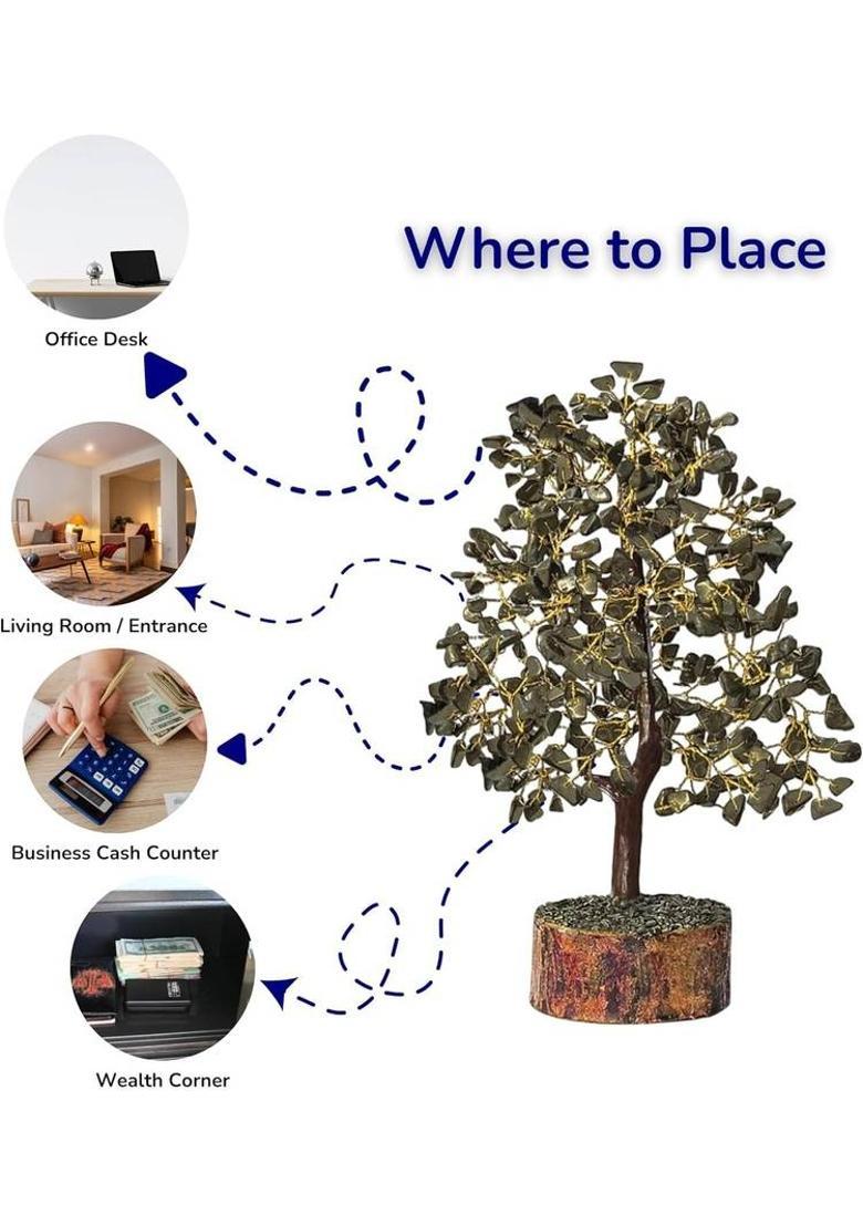 7 decore Original Certified Pyrite Money Tree for Wealth, Vastu, Feng Shui & Positivity Decorative Showpiece - 29 cm&nbsp;&nbsp;(Crystal, Grey) - Indya