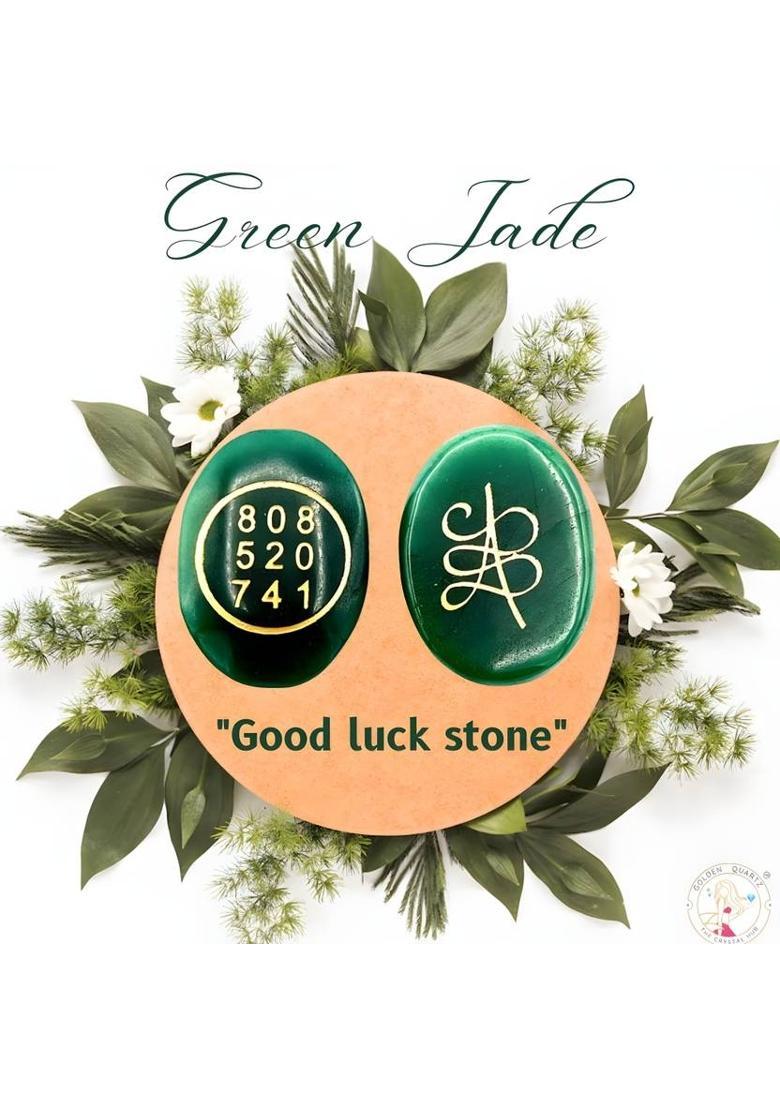 AAMEZING PRODUCTS Zibu Coin Original Green Jade Crystal Stone for Good Luck Money and Prosperity Decorative Showpiece - 4 cm&nbsp;&nbsp;(Crystal, Green) - Indya